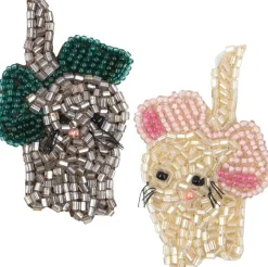 2 PACK BOW KITTY BEADED HAIR CLIP-Konges Sløjd