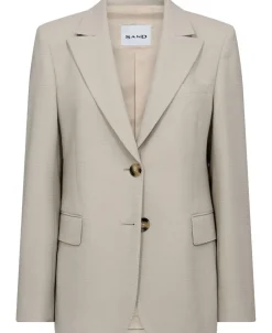 3596 Tweed - Ginette Pointy Blazer-Sand Discount