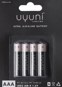 Uyuni Elektronik|Elektriske Julelys>AAA Battery, 1,5V, 1000mAh - 4 pack