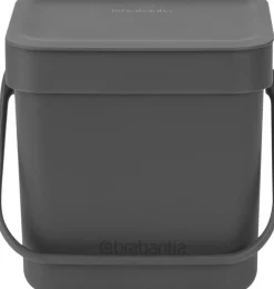 Brabantia Skraldespande>Affaldsspand m/låg sort. kon. 3 ltr