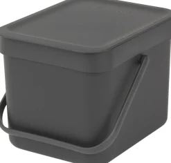 Affaldsspand m/låg sort.kon. 6 ltr-Brabantia Sale