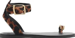 Outlet Animal-print leather sandals Dame Sandaler