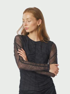 Bea Check Mesh Blouse-Neo Noir Hot