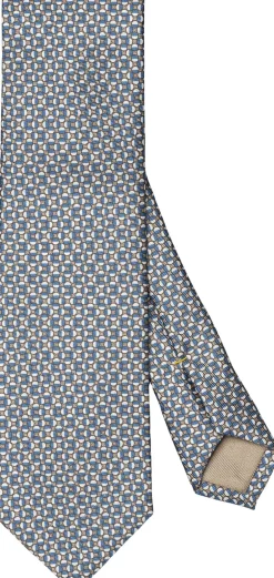 Beige Geometric Print Silk Tie-ETON Outlet