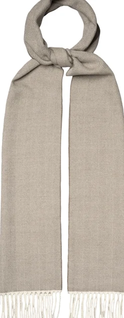 Beige Herringbone Merino Wool Scarf-ETON Hot