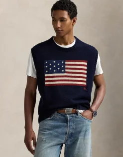 Big Fit Flag Sweater Vest-Polo Ralph Lauren New