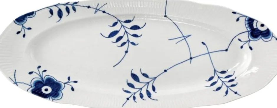 Blå Mega Riflet 60 cm. fad-Royal Copenhagen Outlet