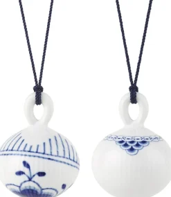 Royal Copenhagen Juletræspynt>Blå Mega Riflet og Prinsesse julekugle sæt, 9,5 cm. , 2 stk.