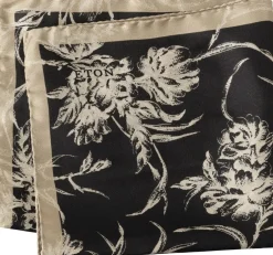 Black Floral Silk Pocket Square-ETON Hot