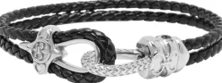 Leather Bracelet with Silver Rope Clasp-Nialaya Discount
