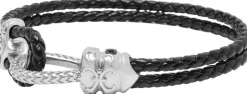 Leather Bracelet with Silver Rope Clasp-Nialaya Discount