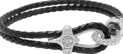 Leather Bracelet with Silver Rope Clasp-Nialaya Discount