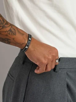 Nialaya Smykker>Onyx Stud Bracelet with Silver