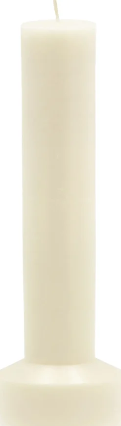 Villa Collection Lys & Lysestager>Bloklys Hvils D8 x 23 cm Cream Paraffin/Stearin