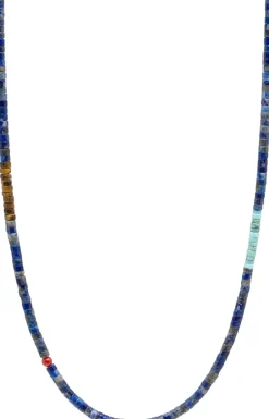 Nialaya Smykker>Heishi Necklace with Tiger Eye and Turquoise