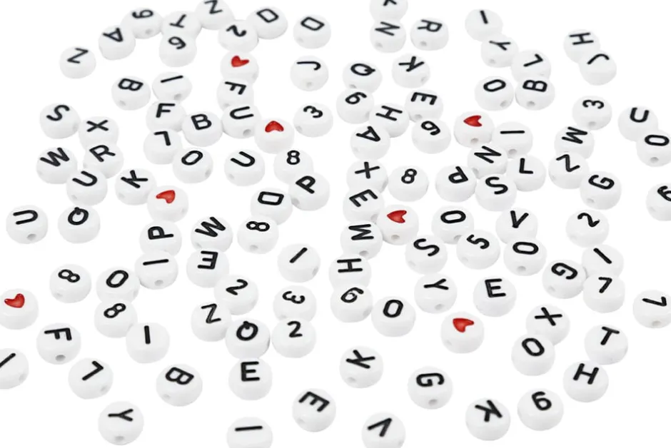 Børn Creativ Company Kreativitet>Bogstavperler, str. 7 mm, hulstr. 1,2 mm.