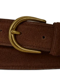 Brass-Buckle Suede Belt-Polo Ralph Lauren Sale