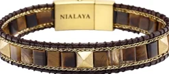 Tiger Eye Stud Bracelet-Nialaya Best