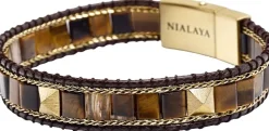 Tiger Eye Stud Bracelet-Nialaya Best