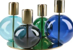 Bubble 4-armet lysestage Ø17. 5 cm blå/grøn-Holmegaard Best