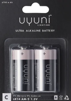 Uyuni Elektronik|Elektriske Julelys>C Battery, 1,5V, 6700 mAh - 2 pack