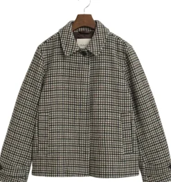 CHECKED SHORT WOOL BLEND CAR COAT-Gant Sale