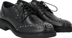 Hot Chunky snøresko i læder med dekorat Dame Snøresko