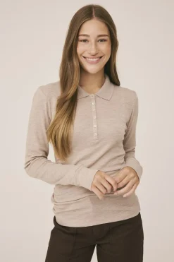 Cilla 12 Langærmede polo strik - 100% Merino uld RWS-Magasin du Nord Collection Sale