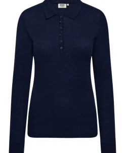 Cilla 12 Langærmede polo strik - 100% Merino uld RWS-Magasin du Nord Collection