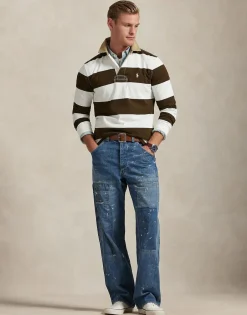 Classic Fit Khaki-Collar Rugby Shirt-Polo Ralph Lauren New