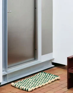 Sale Coco Door Mat-Stripe Wave-Dark green and white Gulvtæpper