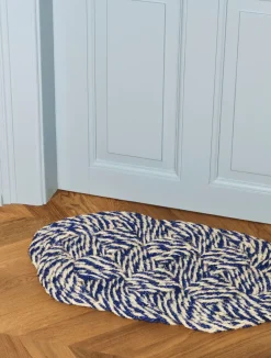 Clearance Coco Door Mat-Swirl-Blue and off-white Gulvtæpper