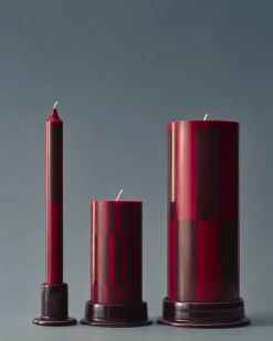 Hay Lys & Lysestager>Column Candle-Large-Wine with bordeaux large check