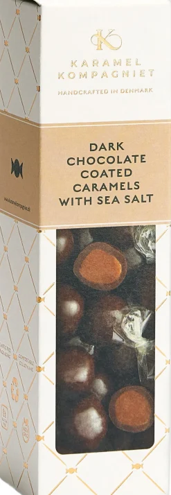 Outlet Dark Chocolate coated caramels with sea salt Elegance Karameller