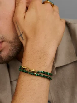 Dark Malachite Heishi Wrap Bracelet-Nialaya Best