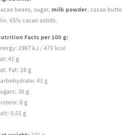 Dark Milk 65 %, Nicaragua-Friis-Holm