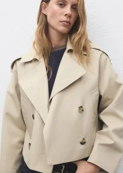 Dame MANGO Jakker & Frakker>Double-breasted cropped trench coat