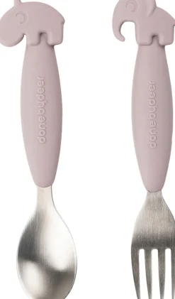 Børn Done by Deer Børneservice>Easy-grip ske og gaffel sæt Deer friends