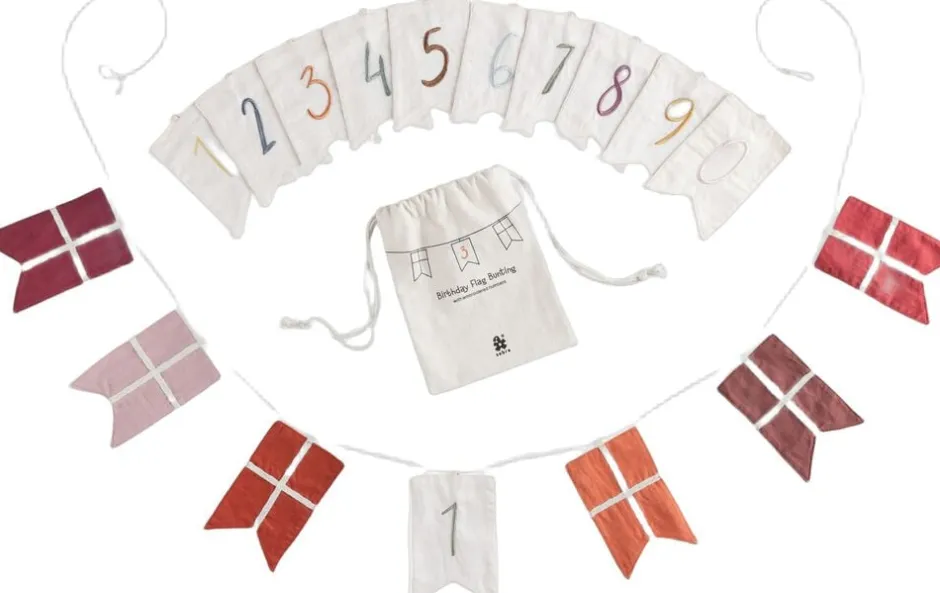 Fødselsdags flagranke, tal 0-9, økologisk bomuld-Sebra Clearance