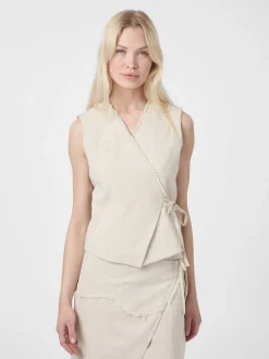 New Filora Ramie Wrap Waistcoat Dame Blazere & Veste|T-Shirts & Toppe