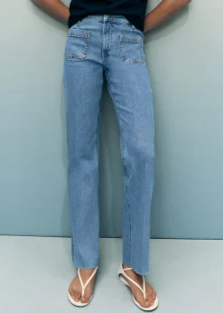 Dame MANGO Jeans>Flared cropped jeans with pockets