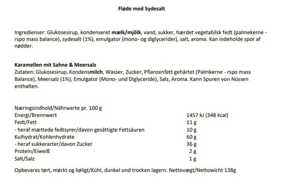 Karamel Kompagniet Karameller>Fløde med sydesalt elegance