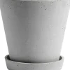 New Flowerpot with Saucer-X-Large-Grey Vaser & Urtepotteskjulere