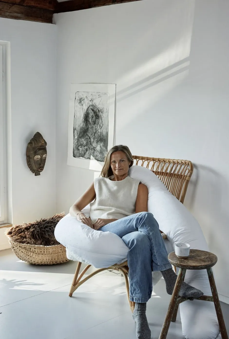 Børn Fossflakes Babyudstyr>U-Pillow, SR incl. White Jersey Cover