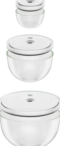 Fresh & Save BOWLS Vakuum skål sæt S/M/L / 6-dele, Glas, gen-Zwilling Hot