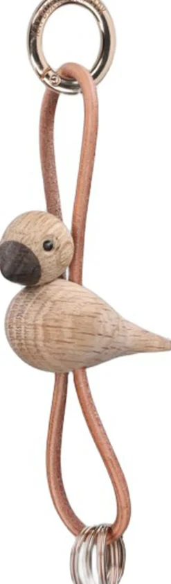 Best Fugl guld nøglering med naturlæder eg Dame Nøgleringe