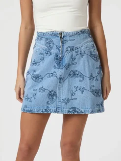 Gabani Embroidery Denim Skirt-Neo Noir Best