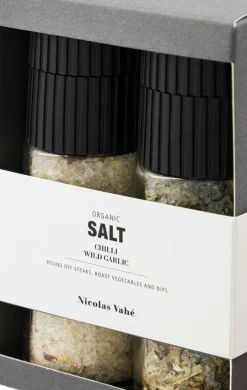 Nicolas Vahé Søde Sager|Krydderier>Gaveæske, Organic Chilli salt & Wild garlic
