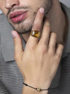 Gentlemen's Gold Signet Ring with Brown Tiger Eye-Nialaya