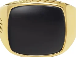 Clearance Gentlemen's Gold Signet Ring with Black Onyx Smykker